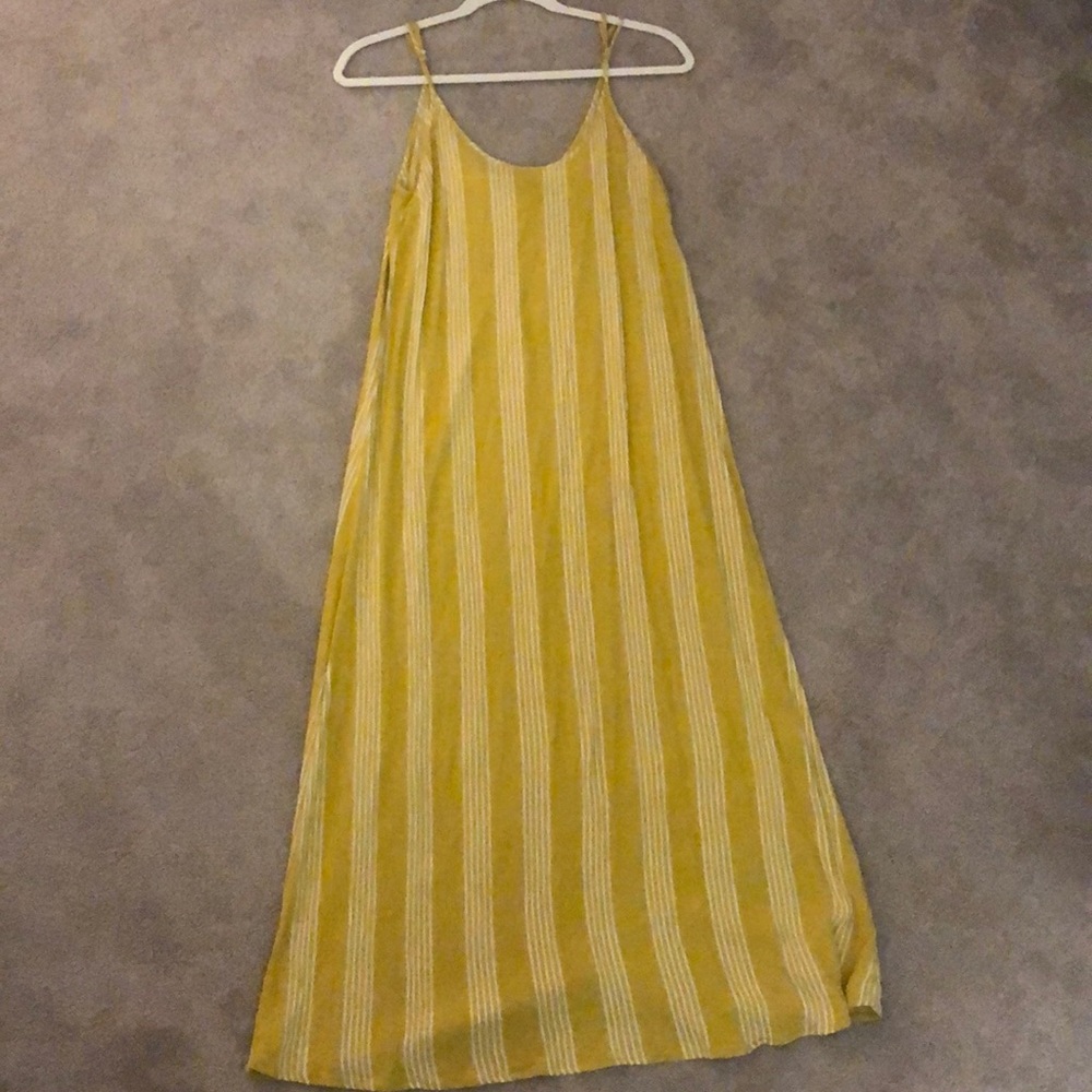 Mustard and white striped midi dress forever 21
